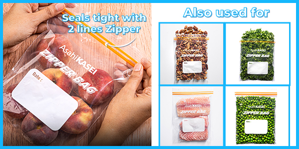 2 lines zip plastic bags for food and vegetables by Asahi Kasei